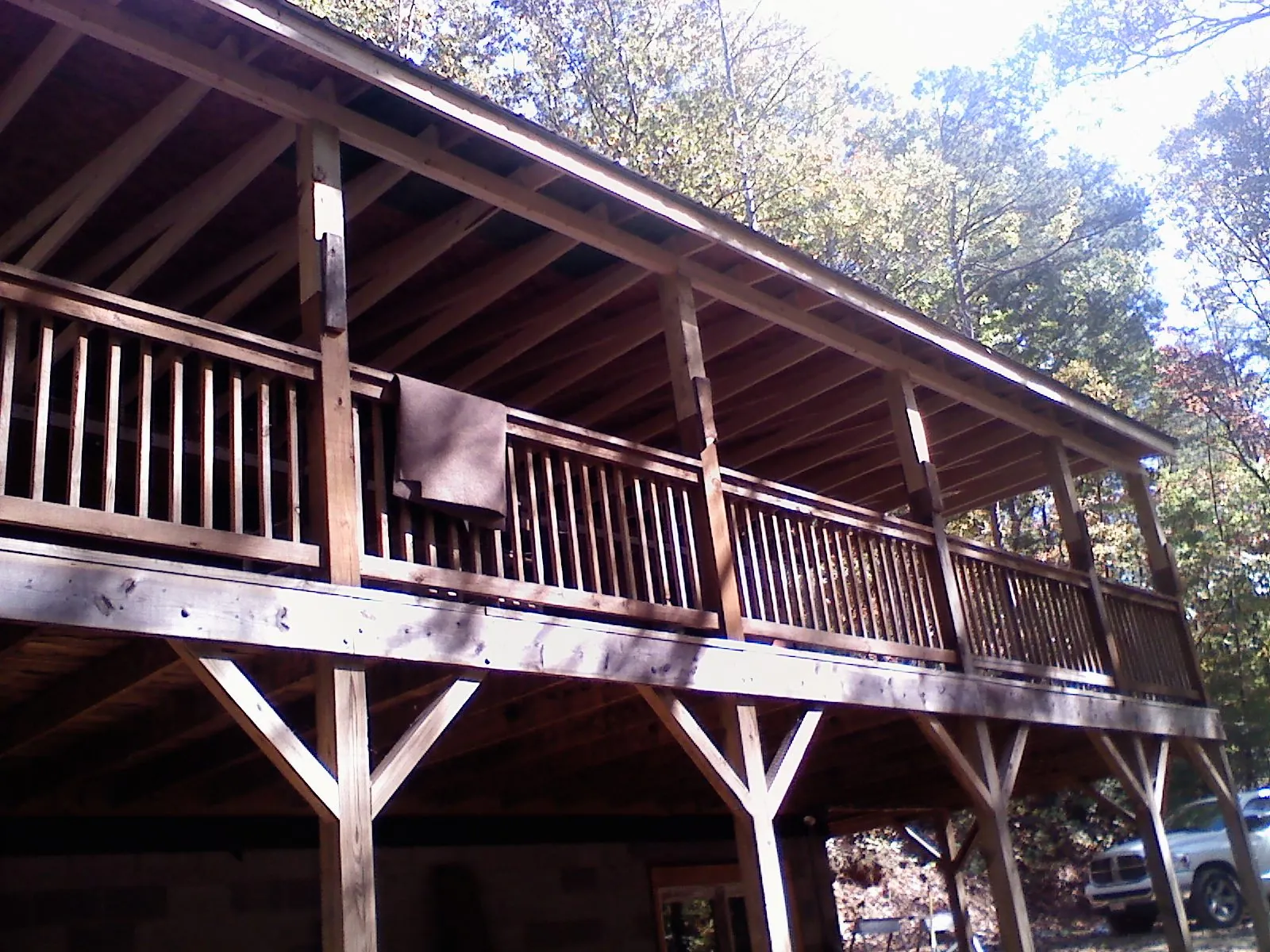 Timber framing under a new elevated porch and deck — Roof Leak Repair in Gaffney by Roofing Brothers